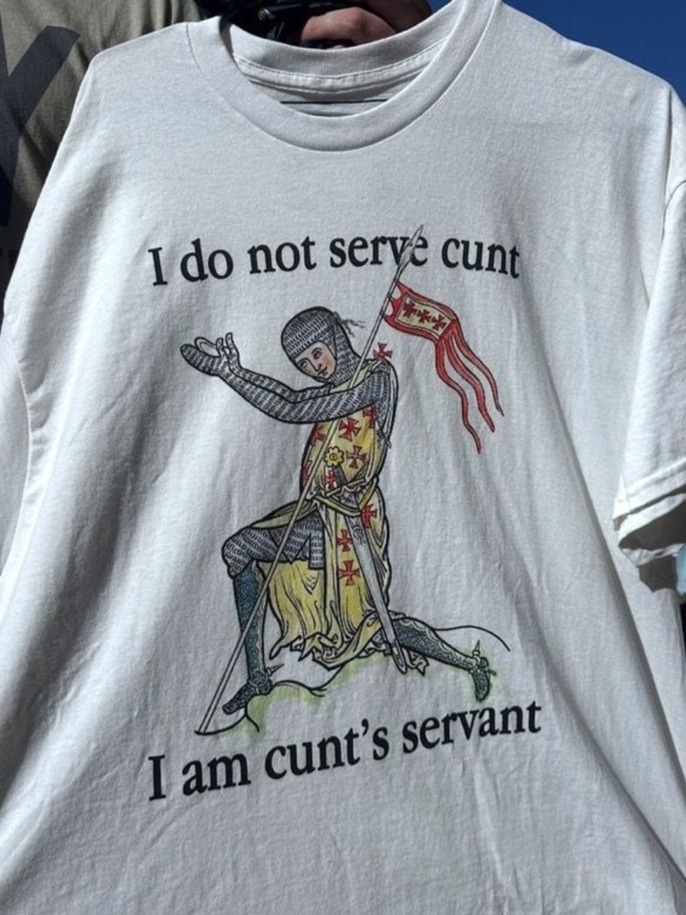 Gildan White Short Sleeve T-Shirt with Medieval Knight Graphic